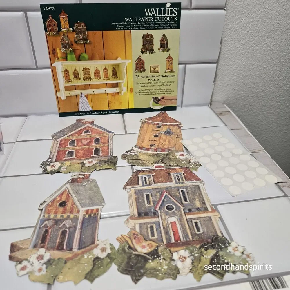 Wallies 12973 Birdhouses Pre-pasted Wallpaper Cutouts Washable Strippable